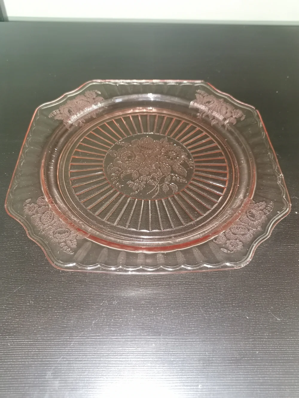 Set of 4 Anchor Hocking Vintage Mayfair Open Rose Pink Dinner Plates Approx 9.5